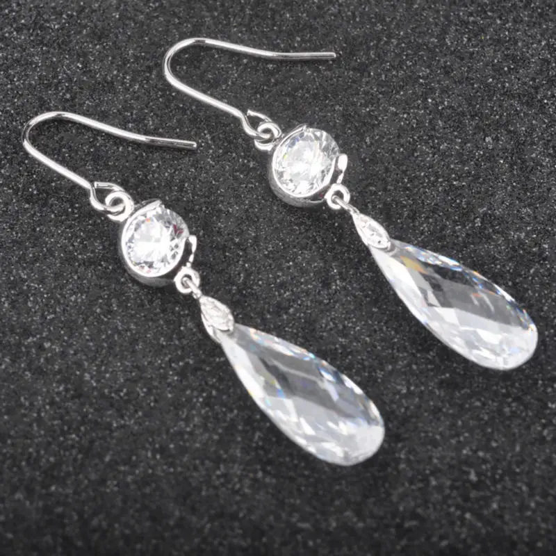 Classic Design White Stone Cubic Zirconia For Women Silver Jewelry Drop