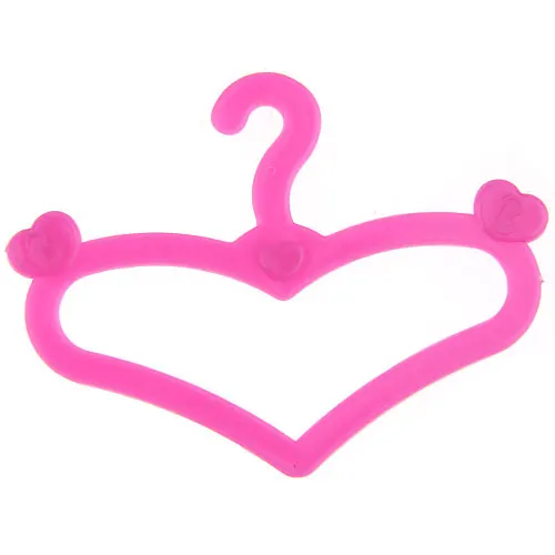 Heart Shaped Pink Hangers 2.36 Inch FOR  Dolls Clothes Hanging Accessory Pack of 12 Pink