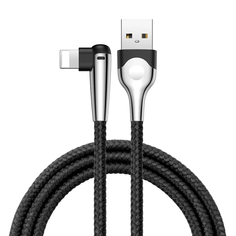 Goedkoop 90 graden LED light usb charger kabel voor iPhone x max 8 7 6 plus 5 5 s usb opladen kabel voor Apple lightning ipad kabel 1 m 2 m