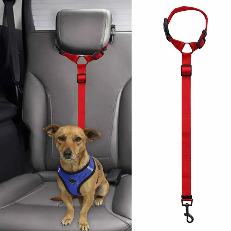 Correa de nailon para mascotas 1 Uds., arnés para perros, cinturón de seguridad para vehículos, suministros de Gato, Clip de viaje ajustable para cinturón de seguridad