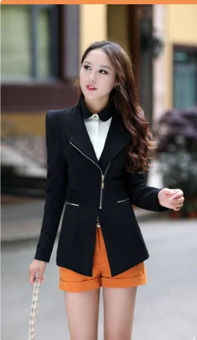 Mr.nut 2019 spring and autumn new women's Korean version of the zipper Slim regular small suit jacket female