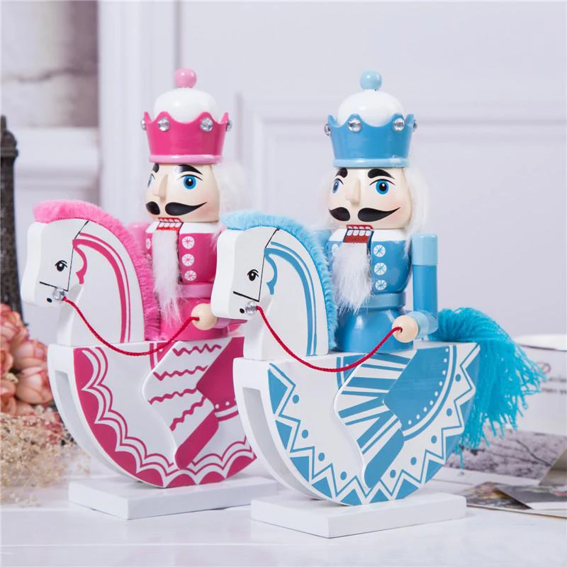 

H01-X028 Best Christmas Valentine's Day birthday gift home decoration Nutcrackers 25cm pink color rocking horse 1pcs