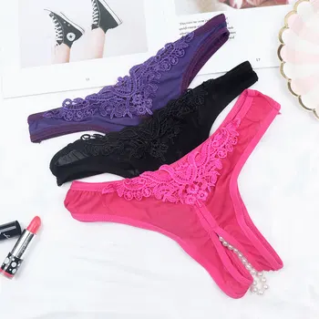 

Sexy Pearl Panties Thongs Open Crotch G-strings for Women Pearl Massage Panties Crotchless Underwear Exotic Lingerie Femme