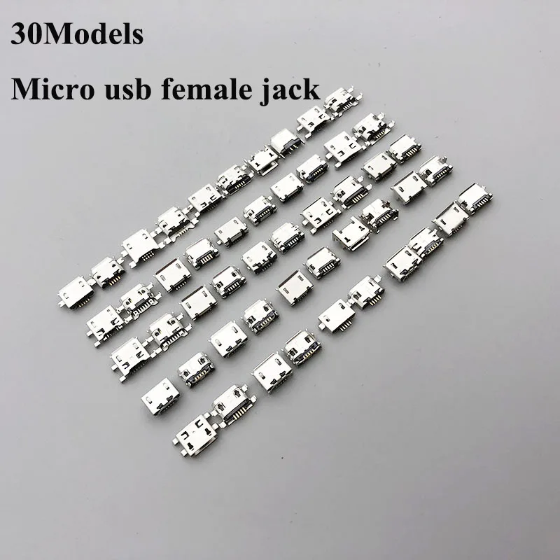 

30Models Micro Usb Jack Connector Socket USB Charging Port 5pin for Samsung HTC Lenovo Huawei ZTE...mobile Phone Tablet Pc