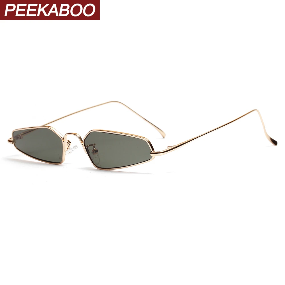 Peekaboo маленькие ретро солнцезащитные очки для мужчин зеленые линзы золотая металлическая оправа солнцезащитные очки «кошачий глаз» Для женщин uv400 полигон оранжевый