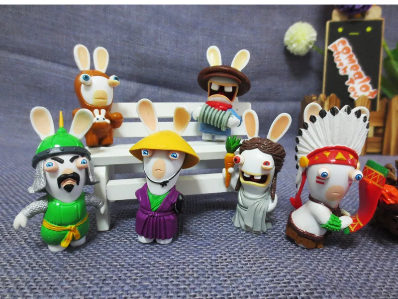 6pcs Set Rayman Raving Rabbids Rabbit Mini Figures Toy Model PVC 7cm-in ...
