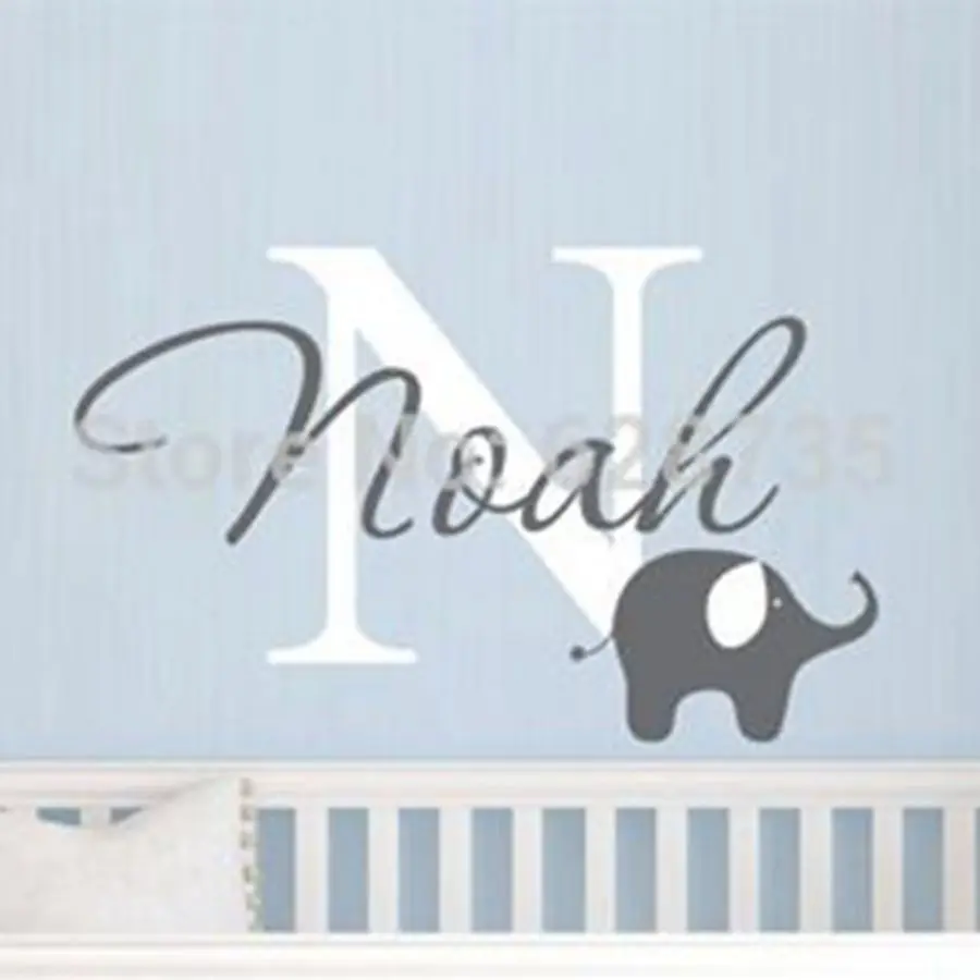 Childrens Name Elephant Wall Decal Boys Custom Vinyl Childrens Name Elephant Wall Decal Boys Custom Vinyl Sticker Baby Nursery Decals For Kids Rooms Decor In Stickers From Home Garden On