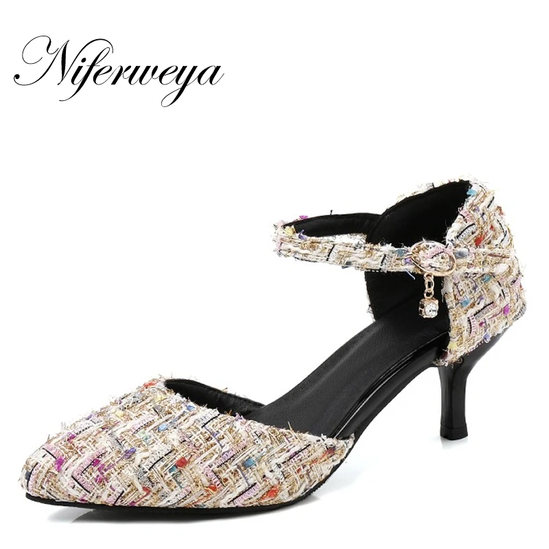 

Fashion size 32-46 women Shallow shoes Spring/autumn pumps sexy Pointed Toe Buckle Strap thin heel High heel shoes zapatos mujer