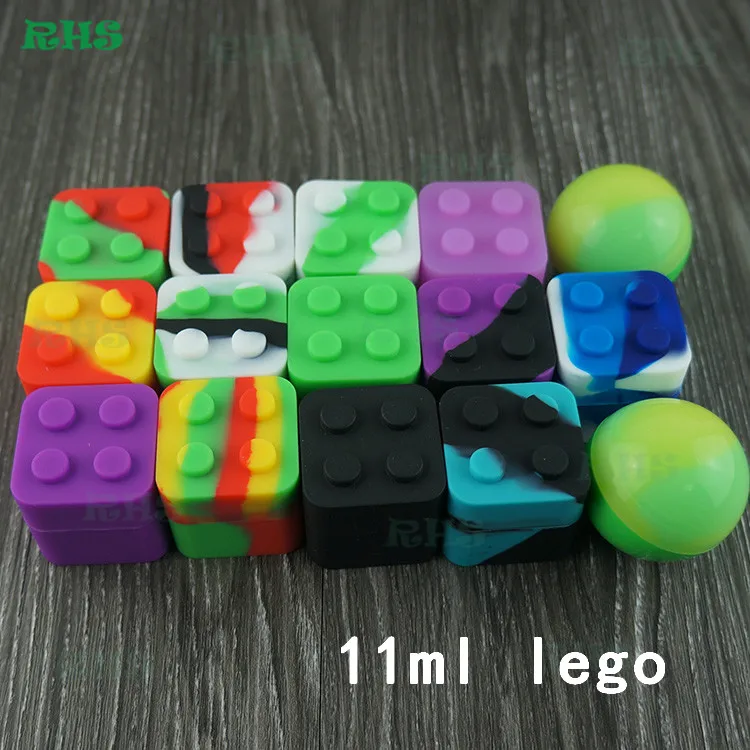 

Factory Direct Sale Various Color non-stick stackable square 11ml slick oil silicone container silicone dab wax container 10pcs