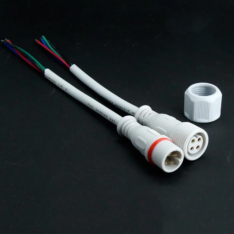 Waterproof plug male and female connector LED lighting 2p 3p 4pin 4P