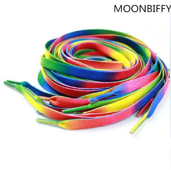 120 cm 47" Rainbow Color Canvas Athletic Shoelace Shoe Laces Free Shipping 