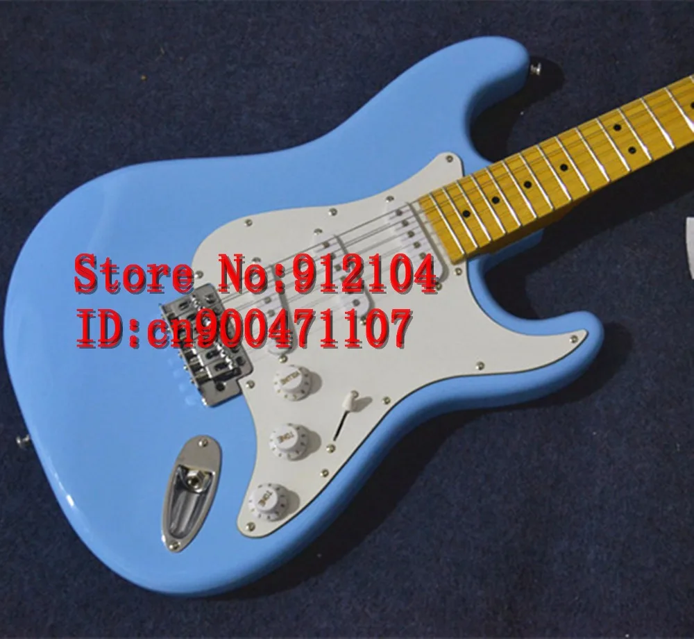 

free shipping new Big John single wave electric guitar in blue with alder body and tiger stripes maple neck F-3132
