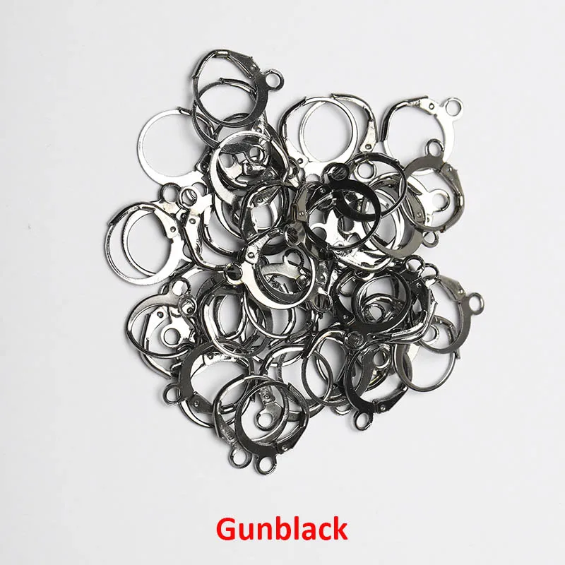 Gunblack 50 шт., 13x15 мм, золотой, серебряный цвет, французский крючок для серьги, серьги-вкладыши, установка для ушей, база для самостоятельного изготовления ювелирных изделий, аксессуары - Цвет: Gunblack