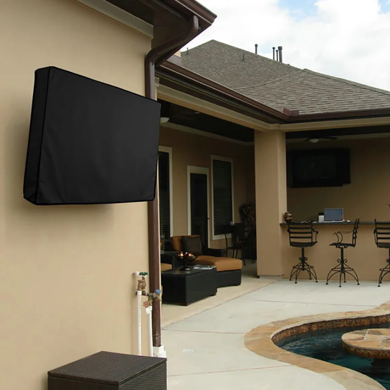 Outdoor TV Screen Dust Cover Black LCD Television Set Water Dust