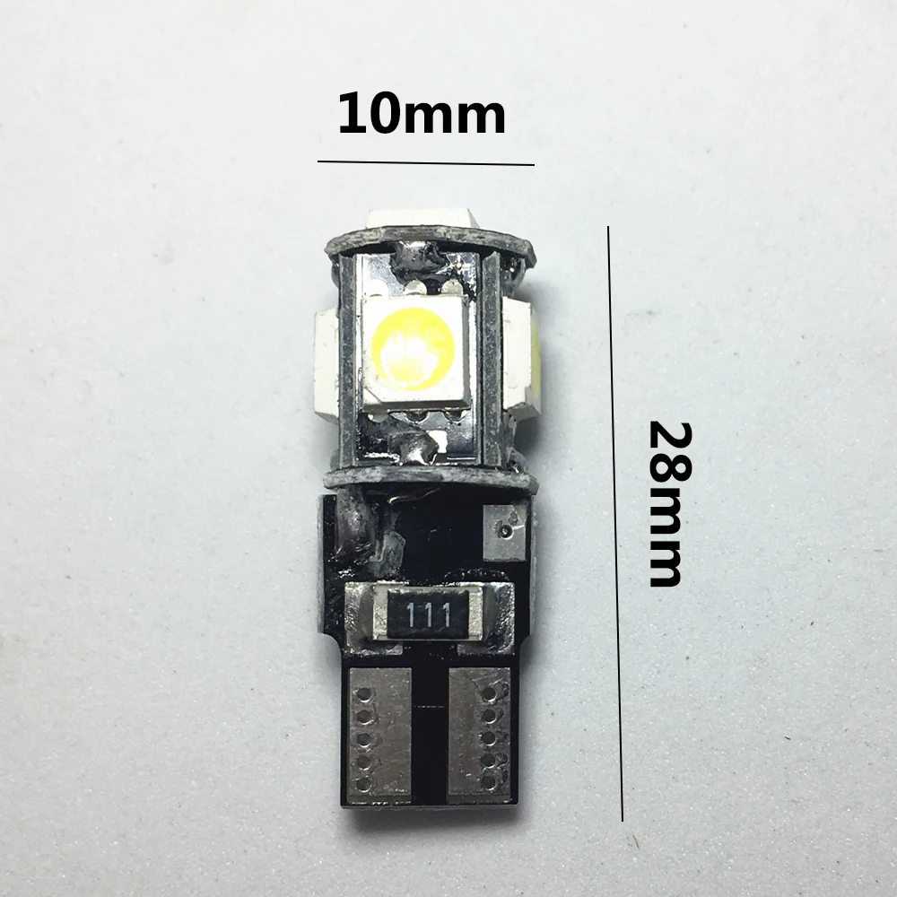 1 шт. T10 W5W светодиодные лампы для автомобильных фар(5smd 5050 led 194 168 Клин лампа Canbus белого и синего цвета красной лентой декодер знак Trun задние габаритные огни 12В ошибка лампы