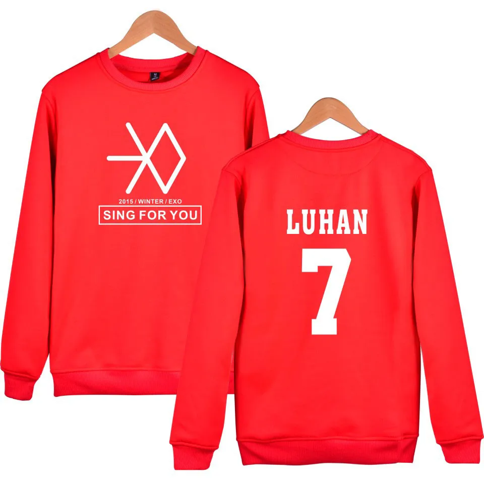 Корейская Популярная певица EXO монолитная толстовка женская хлопковая XIUMIN SEHUN