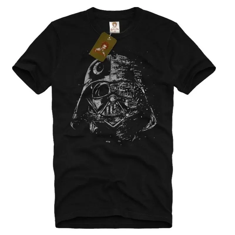 Star Wars лорд Дарт Вейдер Galaxy Мужская футболка йода R2D2 Новинка забавная футболка новые мужские забавные модные классический ремешок для часов рубашки - Цвет: Черный