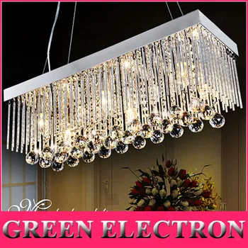 

JH 2016 New Arrival Crystal Chandeliers Restaurant Pendant Lamp Rectangle K9 Crystal Ceiling Lamp Fixture Modern LED Lighting