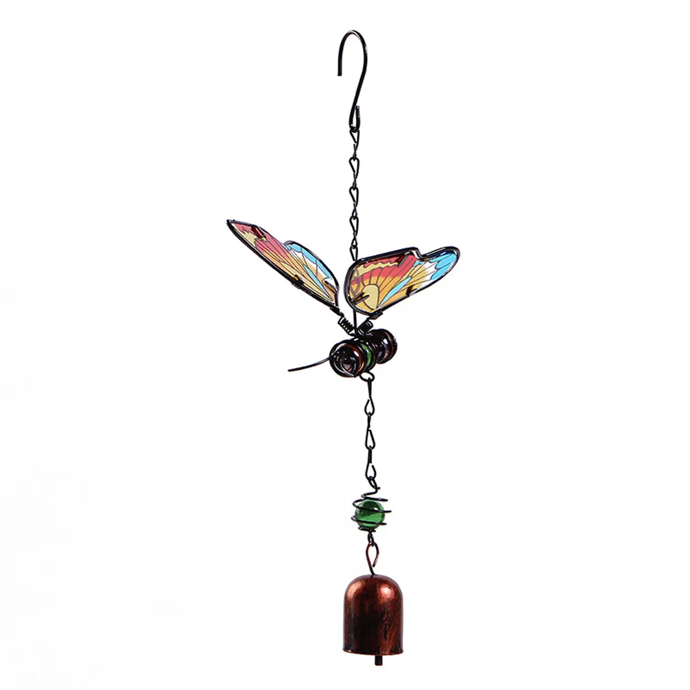 

Courtyard Gifts Wind Chime Vehicle Butterfly Iron Glass Hanging Home Decoration Garden Accessories Durable Convenient