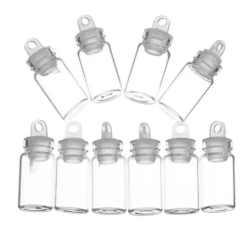plastic cap Емкость 1 мл(11*22*7 мм) 50 шт./лот, прозрачные милые стеклянные флаконы, стеклянные бутылки, мини-стеклянные флаконы - Цвет: plastic cap