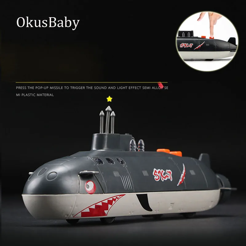 

Baby Simulated Alloy Submarine Shark Toy Vehicle With Sound and Lights inertial Toys Car Warship Metal Model Gift