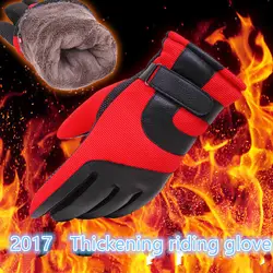 2018 открытый Зимние перчатки мужской обновления утолщение езда перчатки теплые Для мужчин кожаные варежки полный палец варежки высокое
