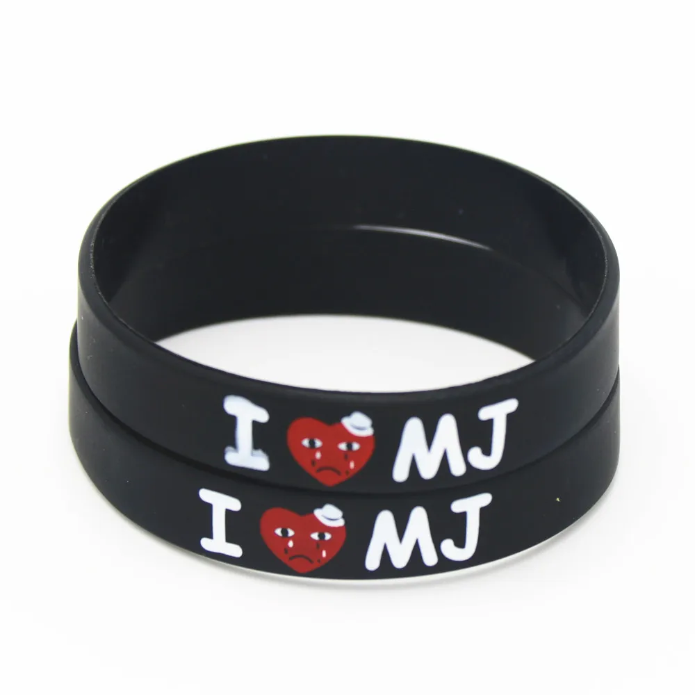 I Love MJ Michael Jackson Silicone Wristband Jewellery Kids Men Women 8d255f28538fbae46aeae7: Rhodium Plated