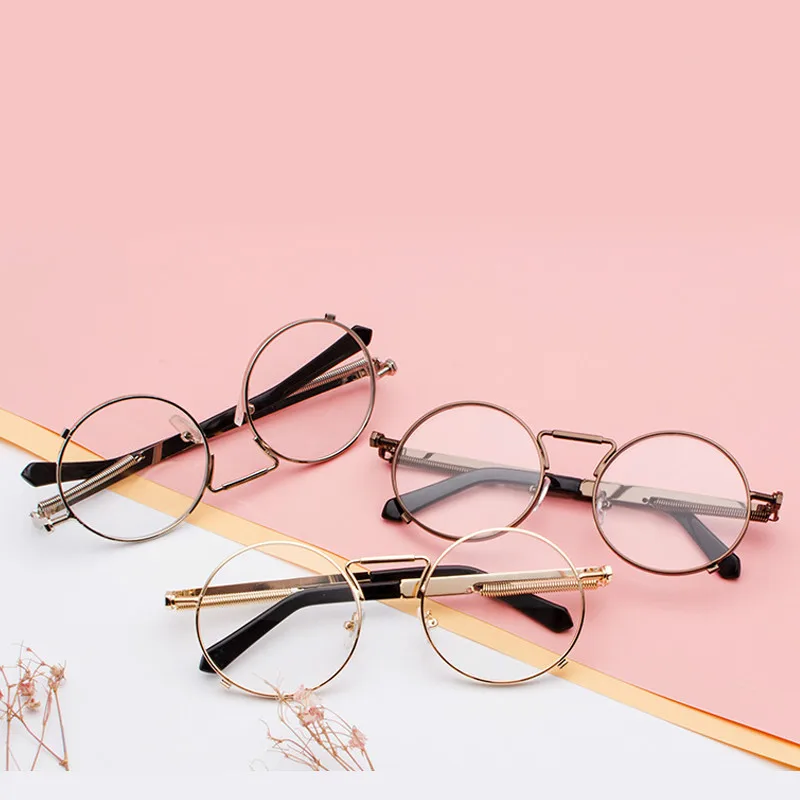 HBK 2019 Round Metal Sunglasses Steampunk Men Women Fashion Glasses Brand Designer Retro Vintage Sunglasses UV400-14