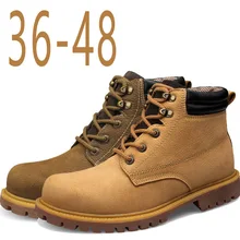 Мужские ботинки из натуральной кожи; сезон осень-зима; водонепроницаемые ботильоны; ботинки для верховой езды; уличные рабочие зимние ботинки; Мужская обувь; большой размер 48
