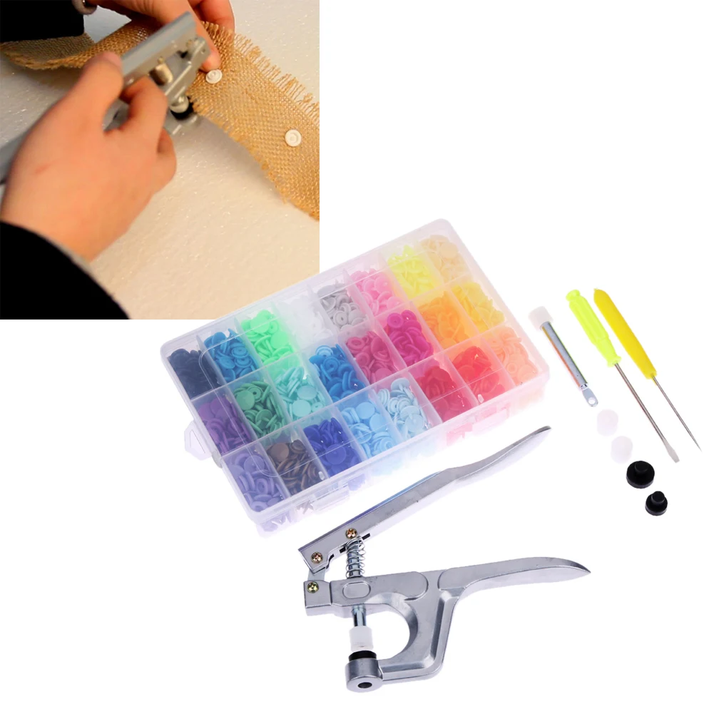 

1Set Metal Tool Press Pliers Tools Used for T3 T5 T8 Kam Button Fastener Snap Pliers+360 Set Resin Press Stud Cloth Diaper