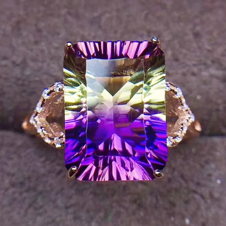 Ametrine ring 925 sterling silver Fine jewelry 10*14mm 7.3CT gemstone Handworked jewelry For men
