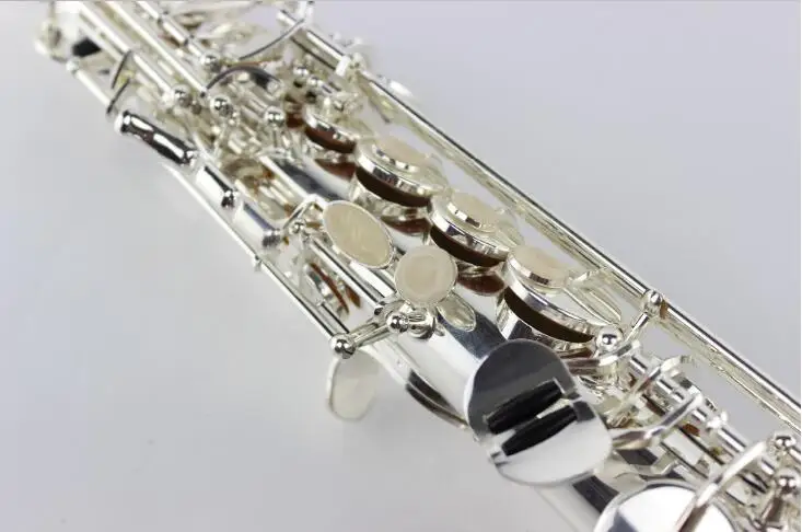 High Quality SUZUKI Soprano Straight Pipe Saxophone Brass Body Silver Plated B Flat Sax Instrument With Mouthpiece