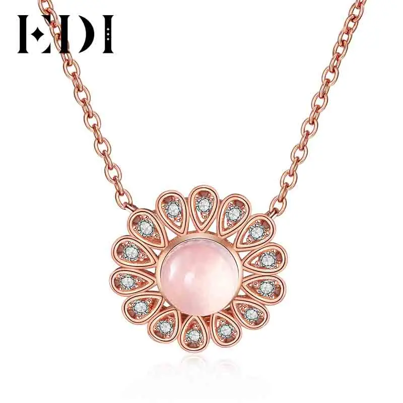 EDI роскошный Феникс 7 мм натуральный драгоценный камень стерлингового серебра 925 розовая кварцевая Подвеска для женщин ювелирные украшения - Цвет камня: Розовый