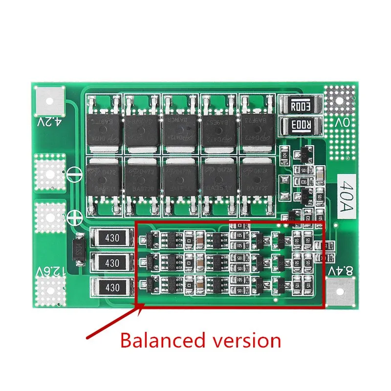 Защитная плата PCB BMS для зарядки литий ионных батарей 3S 40A двигателя перфоратора 11