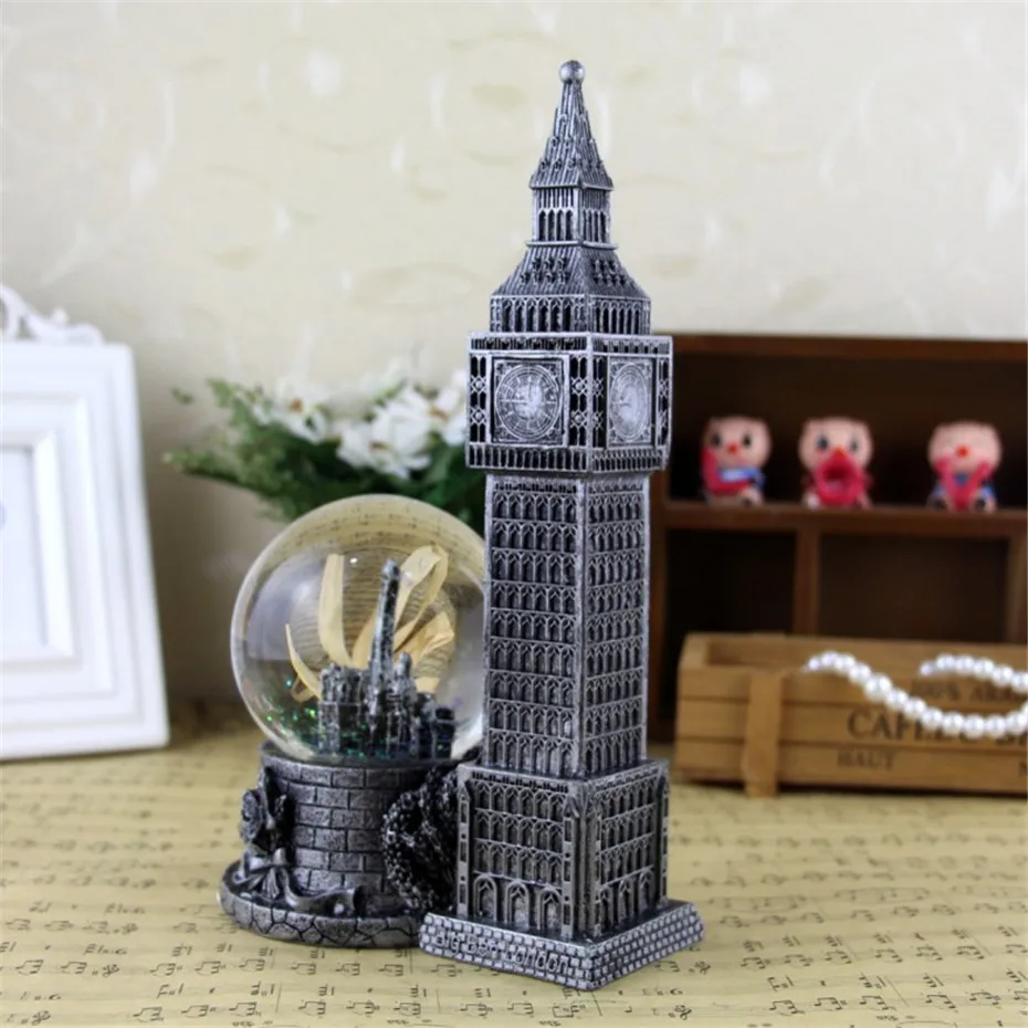 Europe Big Ben Model Lighting Crystal Ball Resin Home Decoration Birthday Christmas Children Wedding Living Room Luxury Gift (5)