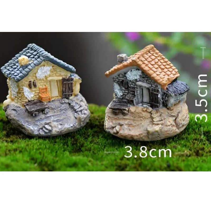 Vintage Romantic Aegean Sea cottages word micro landscape decorative resin home ornaments small houses Figurines Miniatures Gift2