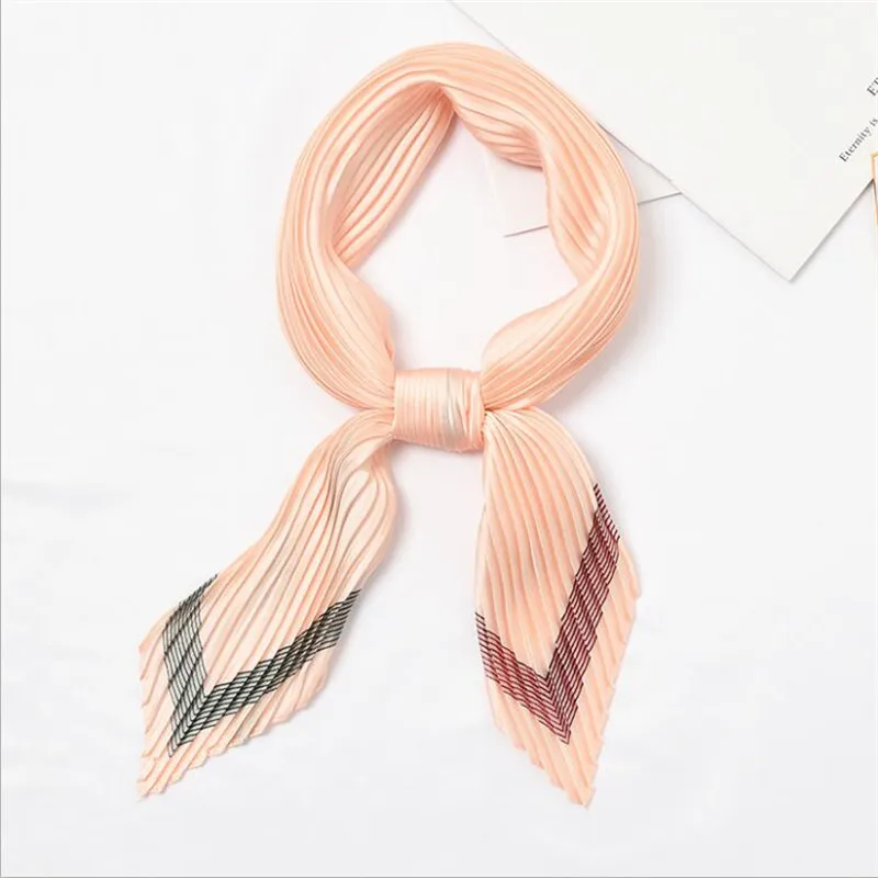 55cm New Women Scarf Silk Wrap Elastic Letter Floral Print solid Patchwork Head Neck Hair Tie Band Neckerchief Square Scarves