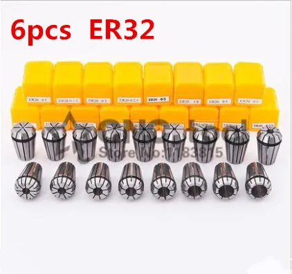 

Hot 6pcs/set 6 size ER32 precison spring collet chuck choose from 3mm-20mm For CNC machine lathe accessories