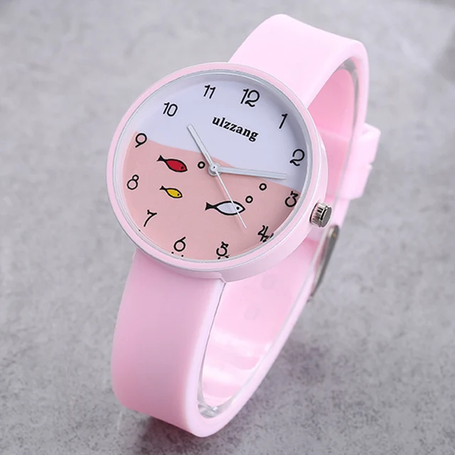 Ulzzang Fashion Children Watches Cute Cartoon Fish Dial Girl Student Silicone St Ulzzang Fashion Children Watches Cute Cartoon Fish Dial Girl Student Silicone St