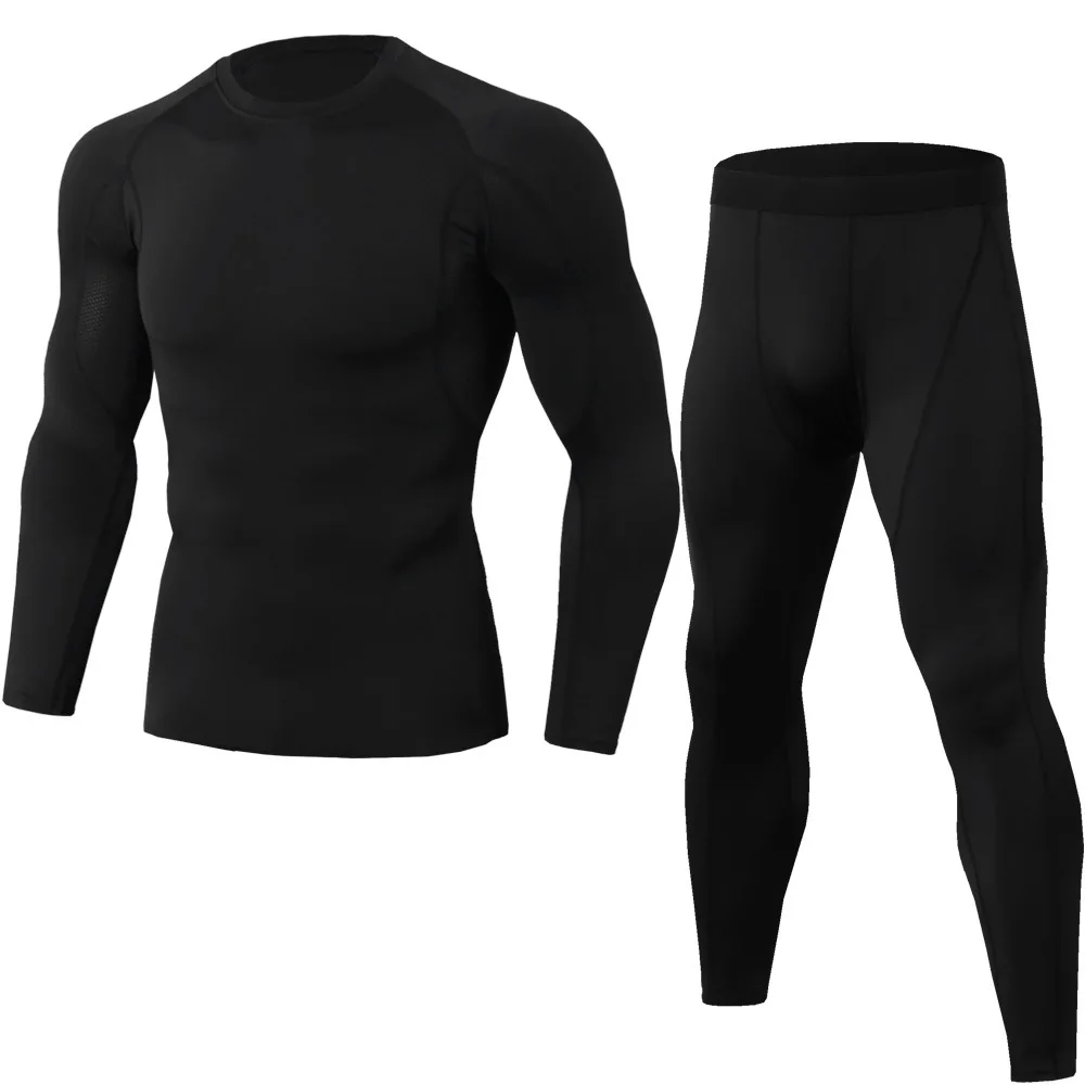 Men Sportswear Set Brand Mens Tracksuit Sporting Fitness Clothing Two Pieces Long Sleeve Shirt+ Pants Leggings Men's Track Suit