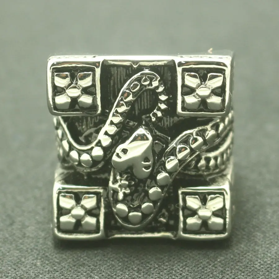 

Mens Boys 316L Stainless Steel Square Ring With A Snake Free Shipping