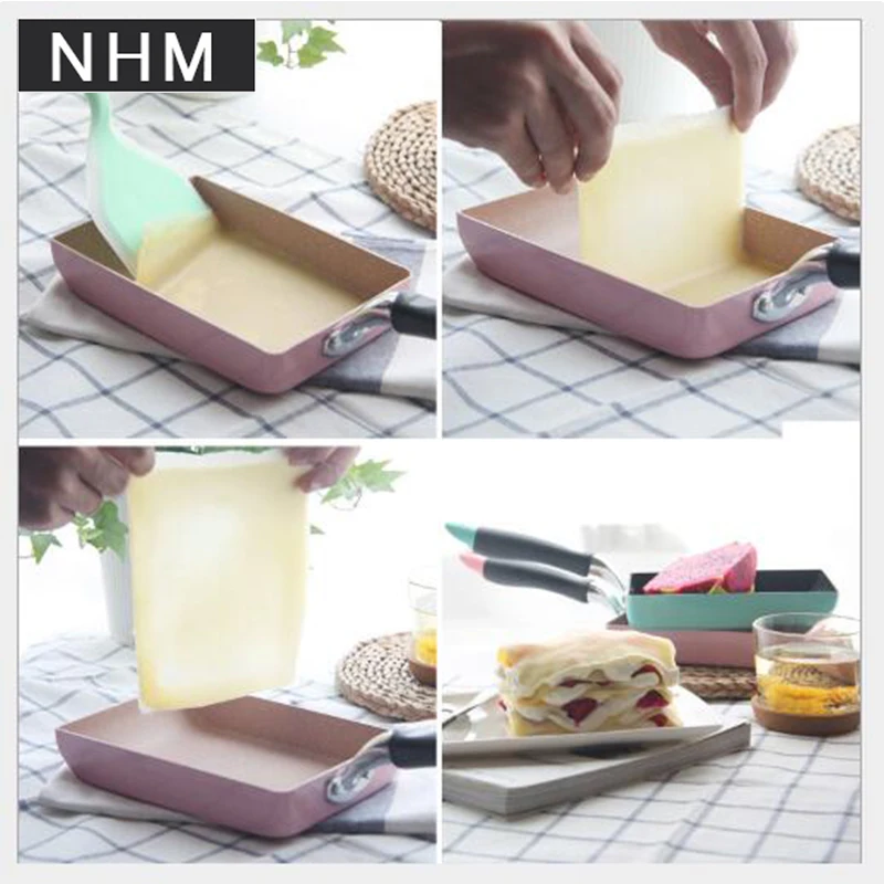 

NHM 1 pcs Japanese omelette skillet square egg rolls do not stick to the skillet thick egg cooking do not stick to the pan