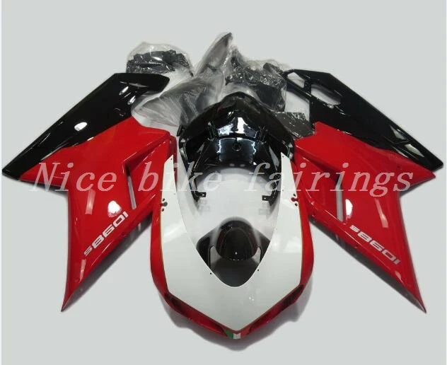 

3Gifts New ABS Motorcycle bike Fairings Kit Fit for DUCATI 848 1098 1198 1098R Fairing Bodywork Set cool white red