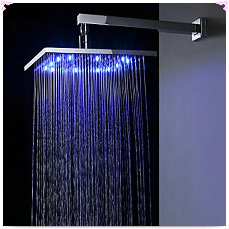 8 inch led shower head square showers with LED brass chorm ducha led