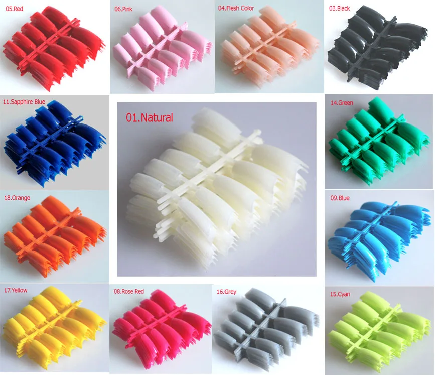 

19 Colors ! 100pcs Acrylic French C-Curve Fake Nails Faux Ongles Half False Nails Art Tips Artificial Nail Decoration !