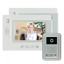 7 pulgadas de seguridad de vídeo por cable portero automático sistema de teléfono timbre del IR de la cámara del Monitor 1V2