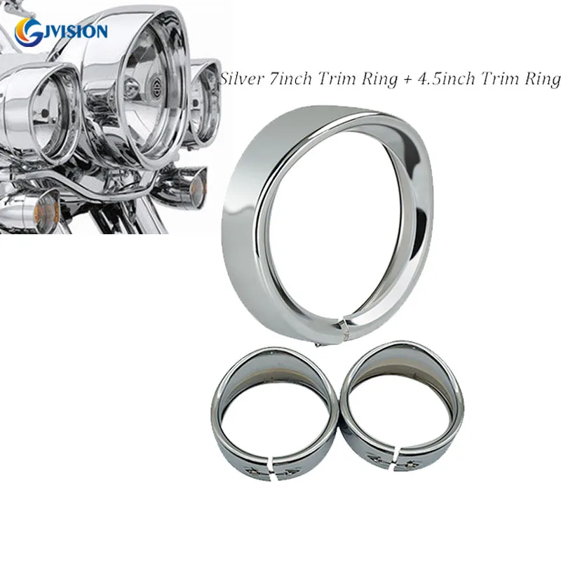 

7" Headlight Trim Ring+ 4.5 inch LED Auxiliary Light passing lamp Trim Ring For Harley Tri Glide Ultra FLHTCUTG Motorcycle