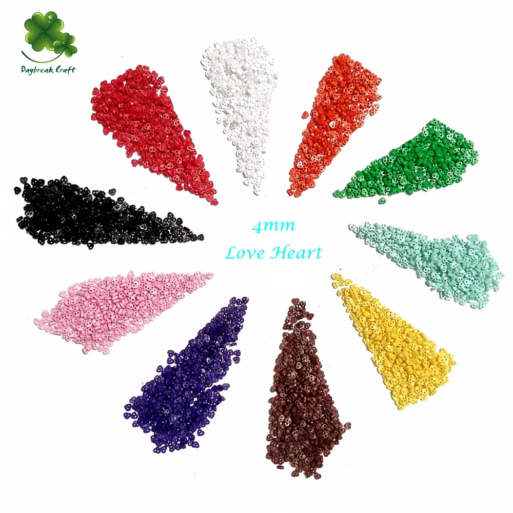 

(Pack of 100) Mini buttons 4mm love heart resin buttons for decorating