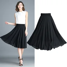 Шифон женские юбки Летний сплошной линии сетки Элегантная Дамская офисная обувь юбки наивысшего качества