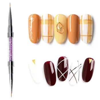 

1PC Purple Diamond Nail Art Liner Painting Pen 3D Tips Acrylic UV Gel Brush French Lines Flower Drawing Manicure Tool